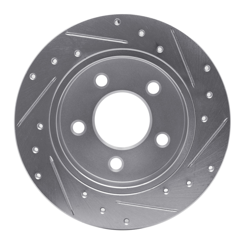 Ford Mustang Brake Rotor (1) - Rear Left - R1 Concepts - Drilled & Slotted - Silver - `94-`04